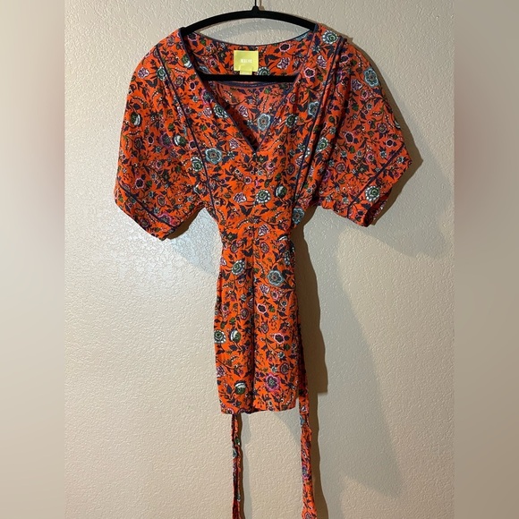 Anthropologie Tops - Anthropologie Maeve 100% Silk Floral Orange Blouse